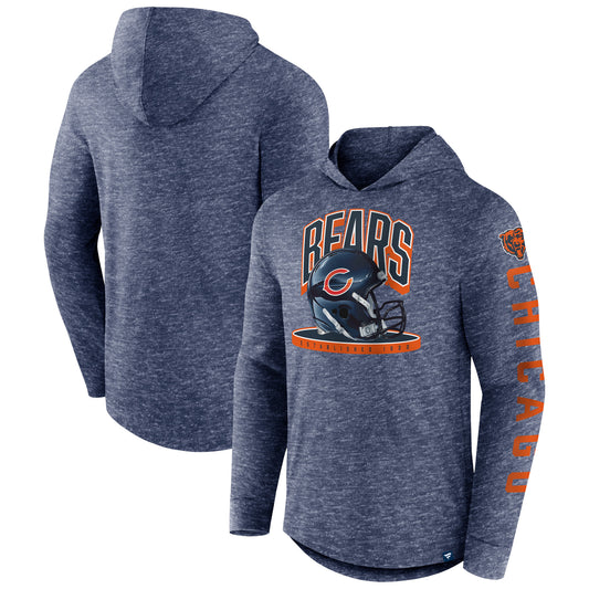 Men's Fanatics Navy Chicago Bears Helmet Platform Long Sleeve Hoodie T-Shirt