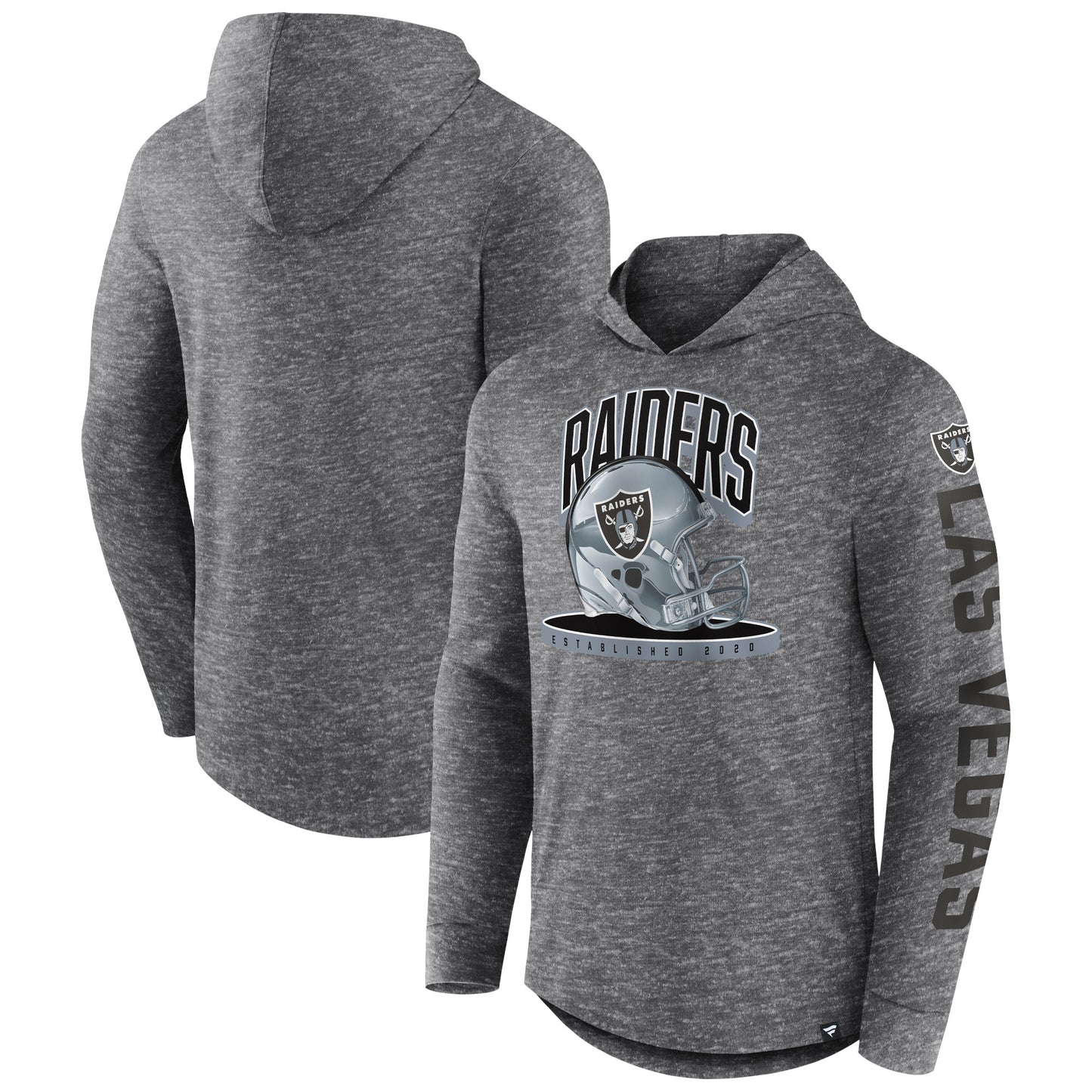 Men's Fanatics Charcoal Las Vegas Raiders Helmet Platform Long Sleeve Hoodie T-Shirt