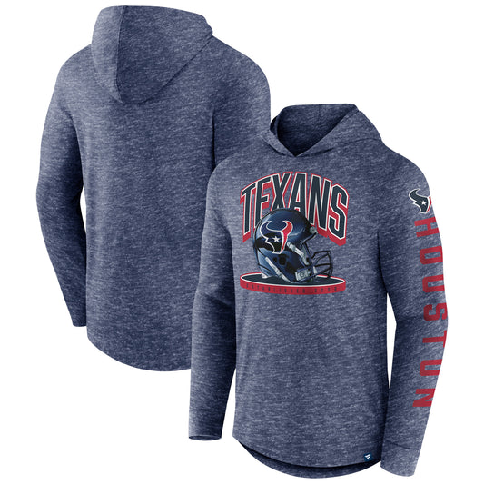 Men's Fanatics Navy Houston Texans Helmet Platform Long Sleeve Hoodie T-Shirt