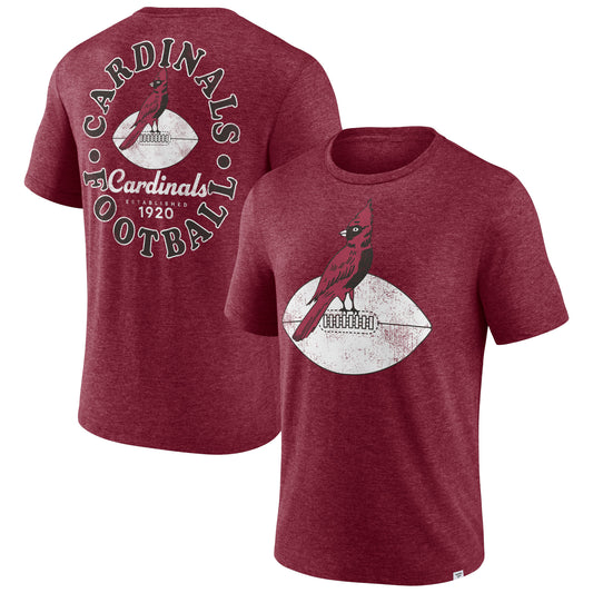 Men's Fanatics Heather Cardinal Arizona Cardinals Oval Bubble Tri-Blend T-Shirt