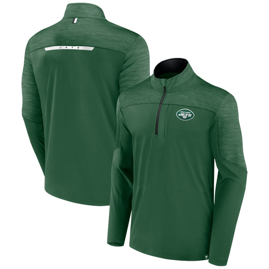 Men's Fanatics Green New York Jets Defender Half-Zip Top