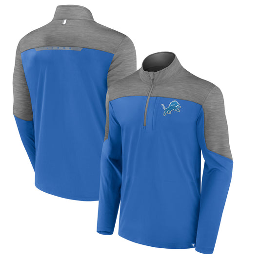 Men's Fanatics Blue Detroit Lions Defender Half-Zip Top