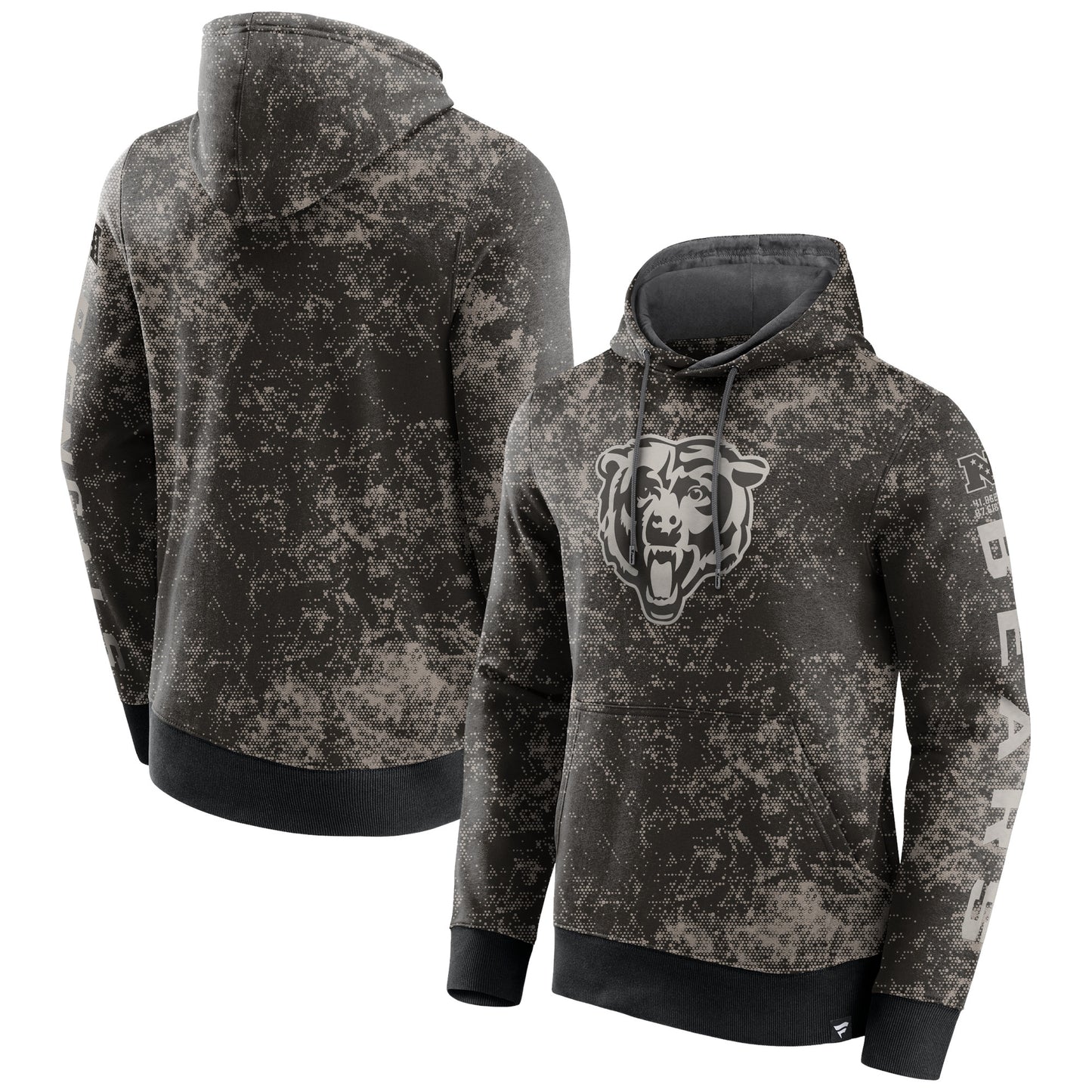 Men's Fanatics  Black/Gray Chicago Bears Blackout Tonal Pullover Hoodie