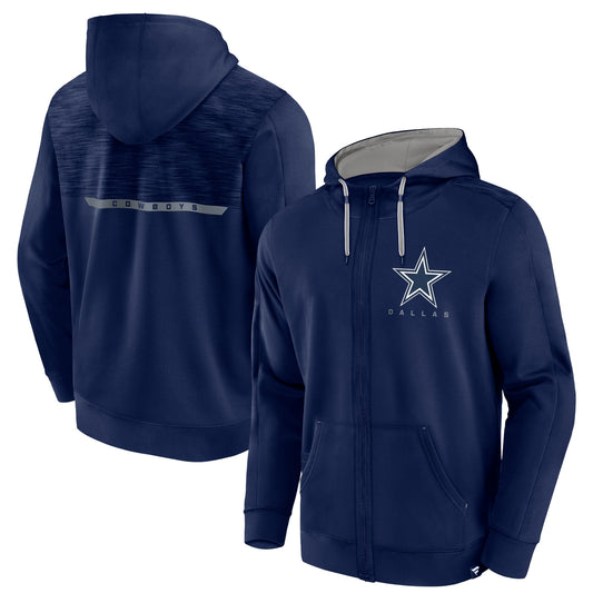 Men's Fanatics  Navy Dallas Cowboys Defender Evo Full-Zip Hoodie