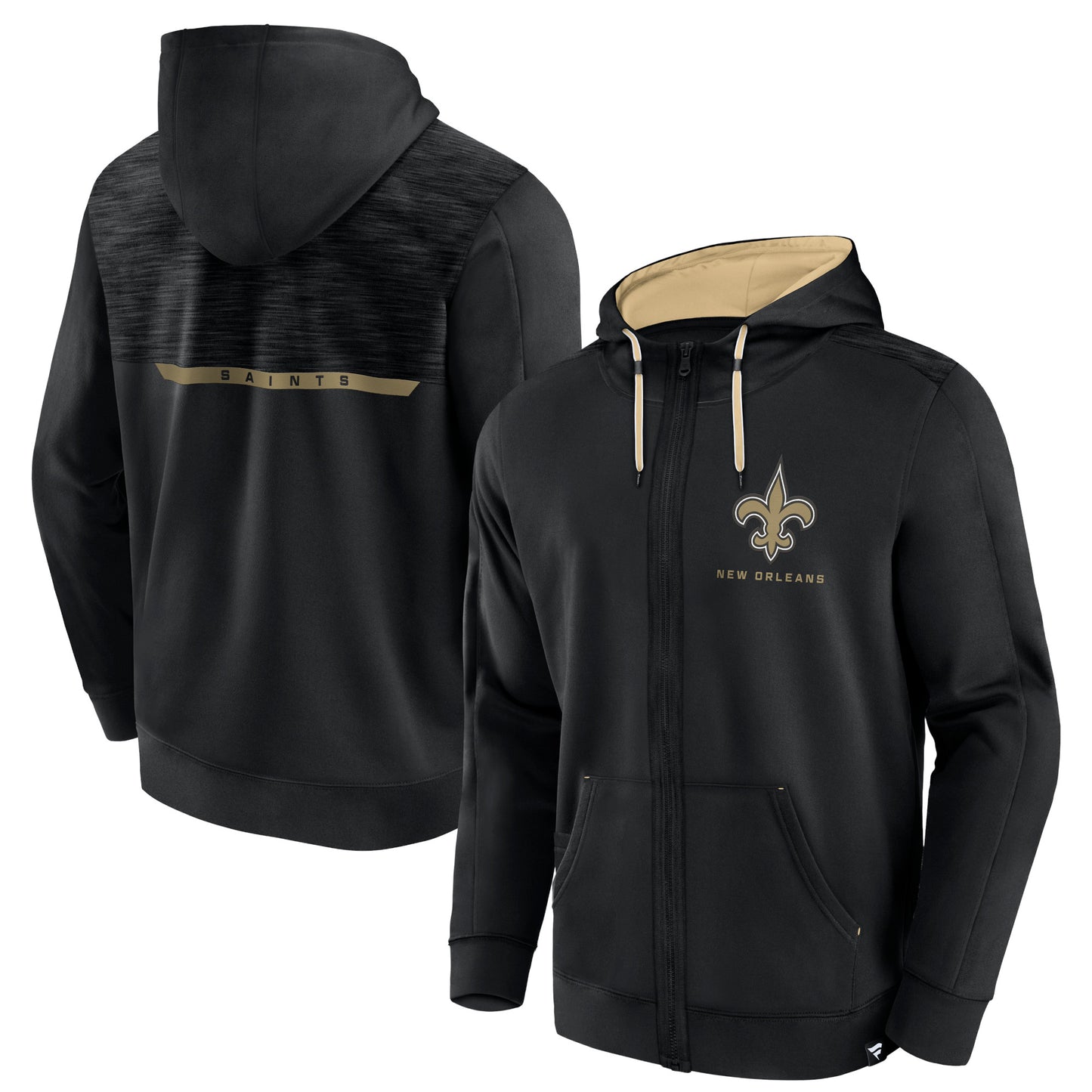 Men's Fanatics  Black New Orleans Saints Defender Evo Full-Zip Hoodie