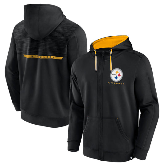 Men's Fanatics  Black Pittsburgh Steelers Defender Evo Full-Zip Hoodie