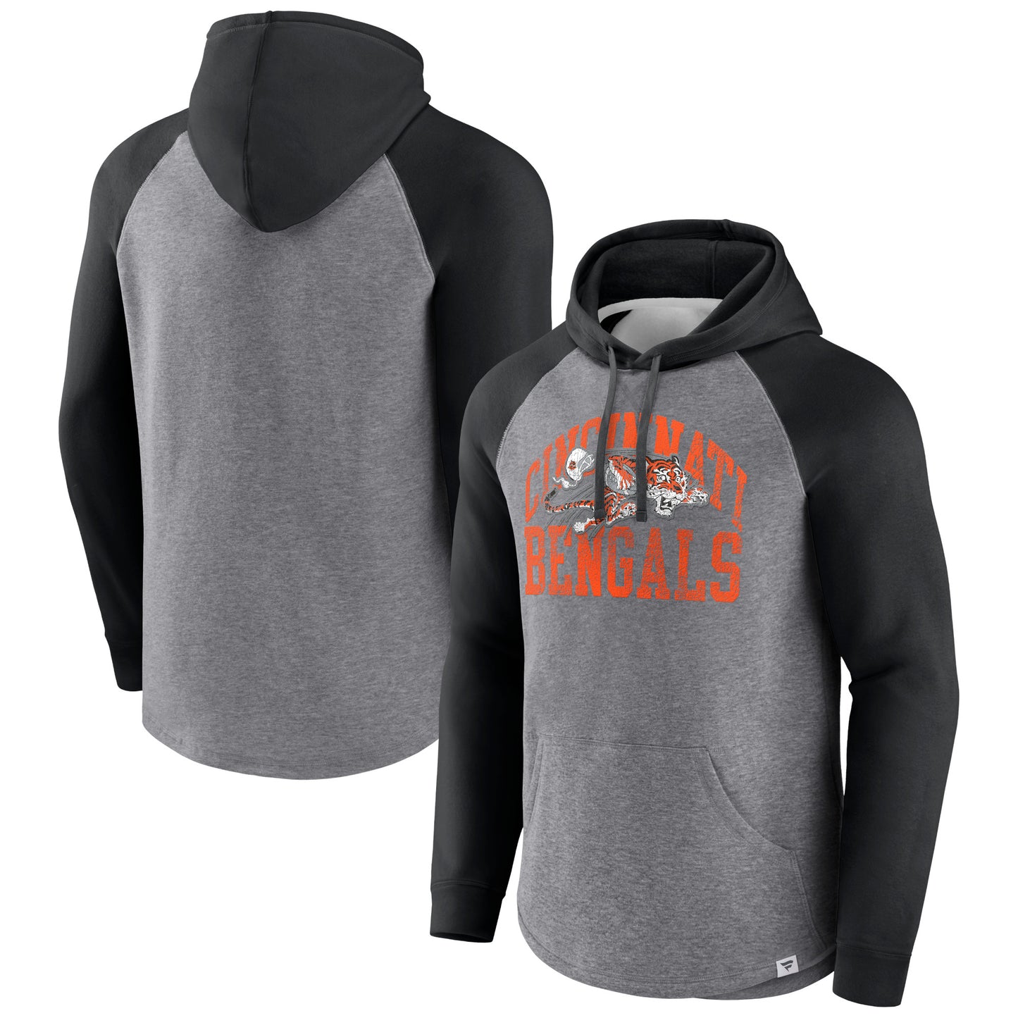 Men's Fanatics Heather Gray Cincinnati Bengals Favorite Arch Raglan Pullover Hoodie