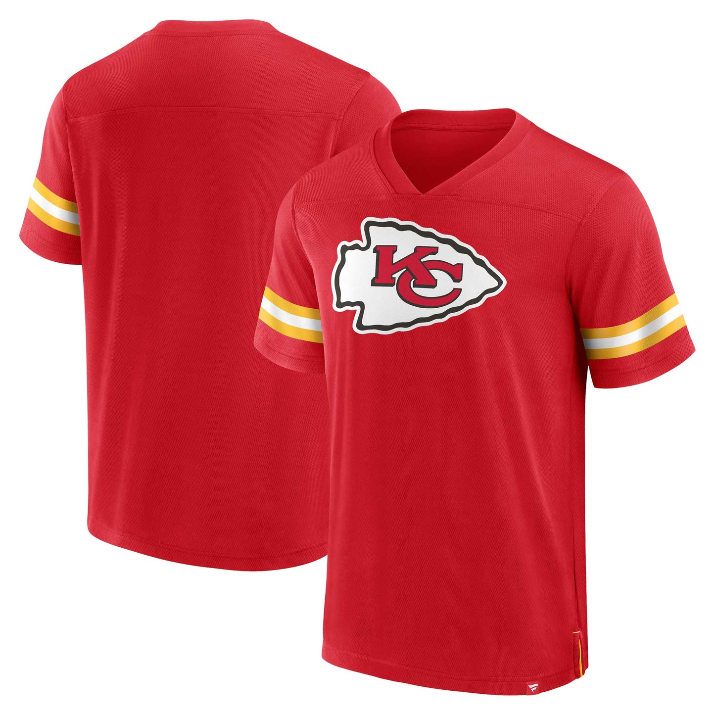 Men's Fanatics  Red Kansas City Chiefs Jersey Tackle V-Neck T-Shirt