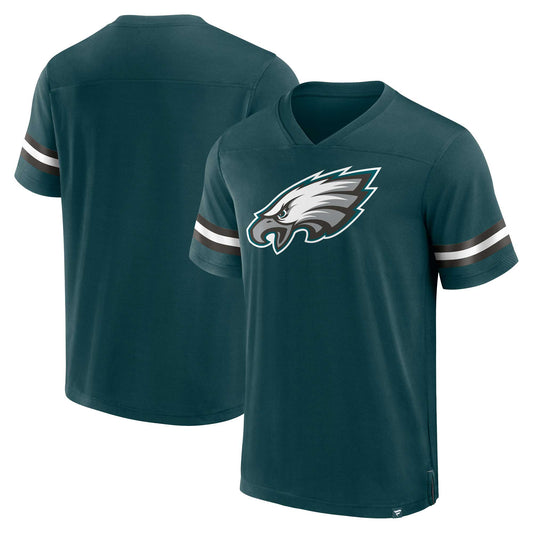 Men's Fanatics  Midnight Green Philadelphia Eagles Jersey Tackle V-Neck T-Shirt