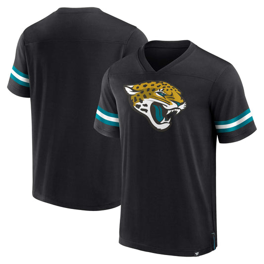 Men's Fanatics  Black Jacksonville Jaguars Jersey Tackle V-Neck T-Shirt