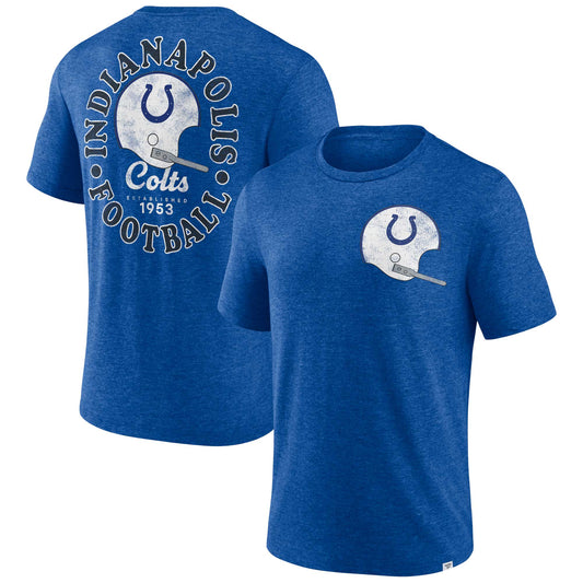 Men's Fanatics Heather Royal Indianapolis Colts Oval Bubble Tri-Blend T-Shirt