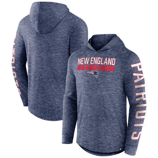 Men's Fanatics Heather Navy New England Patriots Pill Stack Long Sleeve Hoodie T-Shirt