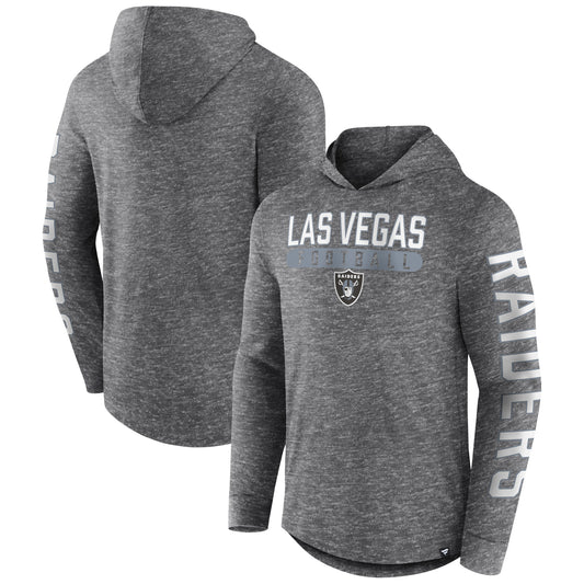 Men's Fanatics Heather Charcoal Las Vegas Raiders Pill Stack Long Sleeve Hoodie T-Shirt