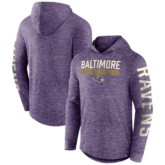 Men's Fanatics Heather Purple Baltimore Ravens Pill Stack Long Sleeve Hoodie T-Shirt