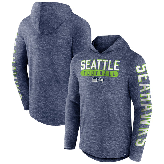 Men's Fanatics Heather College Navy Seattle Seahawks Pill Stack Long Sleeve Hoodie T-Shirt