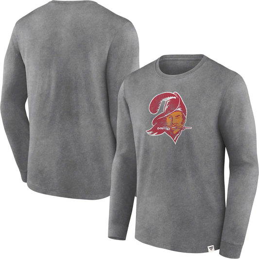 Men's Fanatics  Heather Charcoal Tampa Bay Buccaneers Washed Primary Long Sleeve T-Shirt