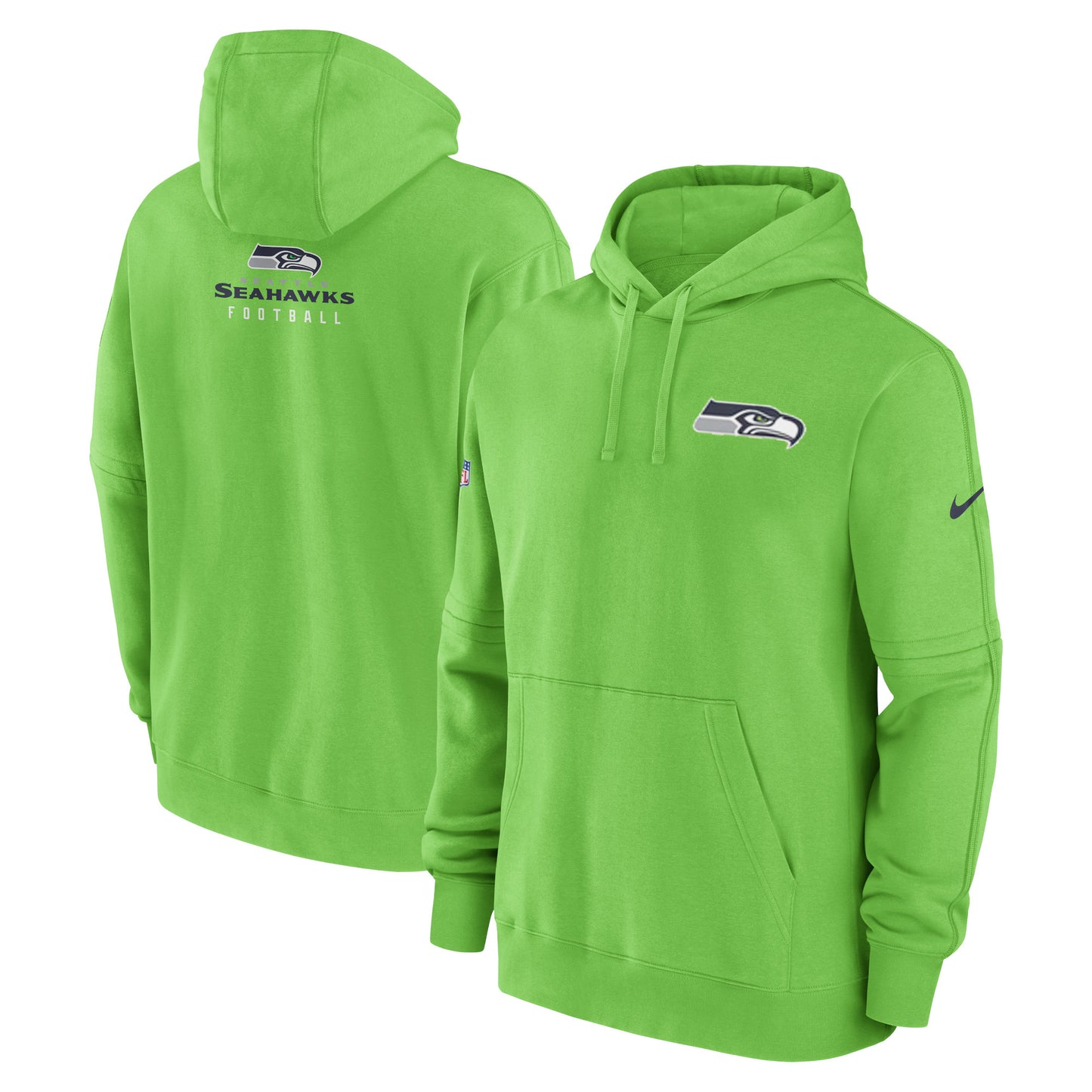 Men's Nike Neon Green Seattle Seahawks Sideline Club Fleece Pullover Hoodie