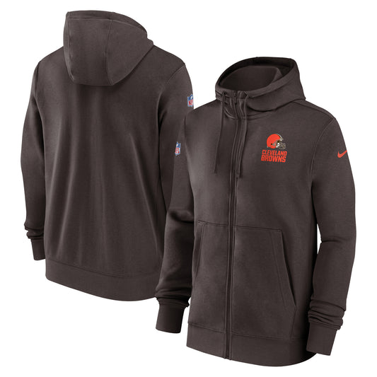 Men's Nike Brown Cleveland Browns Sideline Club Performance Full-Zip Hoodie