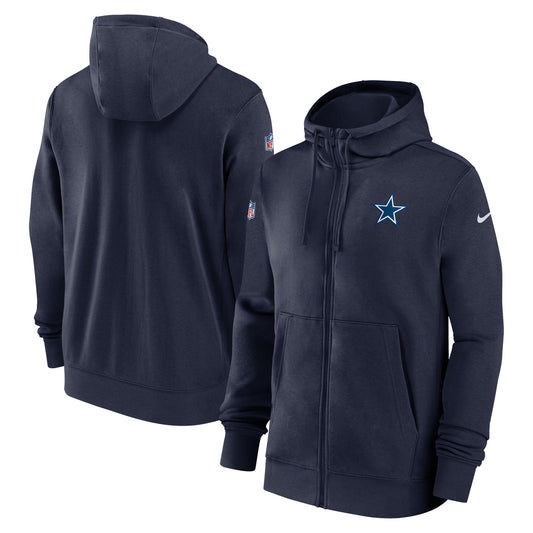 Men's Nike Navy Dallas Cowboys Sideline Club Performance Full-Zip Hoodie