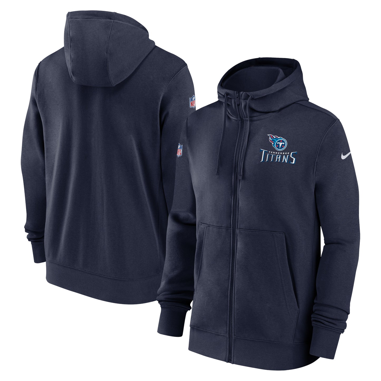 Men's Nike Navy Tennessee Titans Sideline Club Performance Full-Zip Hoodie