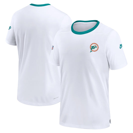 Men's Nike White Miami Dolphins Sideline Coaches Alternate Performance T-Shirt