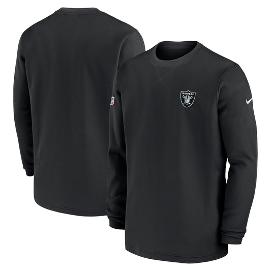 Men's Nike  Black Las Vegas Raiders 2023 Sideline Throwback Heavy Brushed Waffle Long Sleeve Top