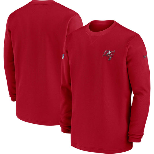 Men's Nike  Red Tampa Bay Buccaneers 2023 Sideline Throwback Heavy Brushed Waffle Long Sleeve Top