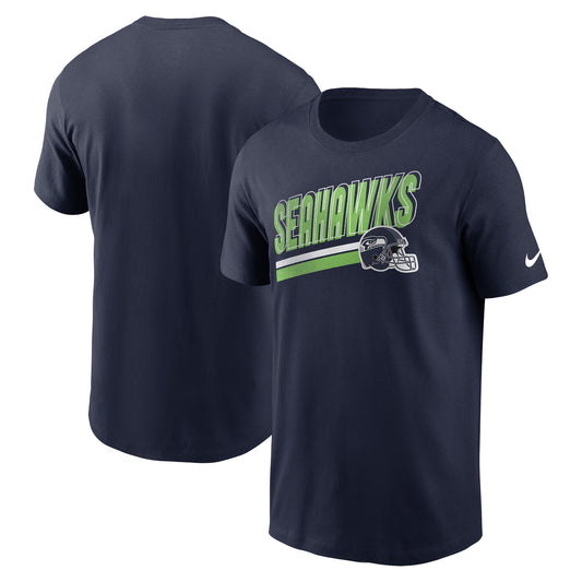 Men's Nike College Navy Seattle Seahawks Essential Blitz Lockup T-Shirt