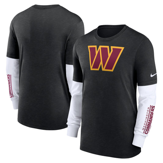 Men's Nike Heather Black Washington Commanders Slub Fashion Long Sleeve T-Shirt