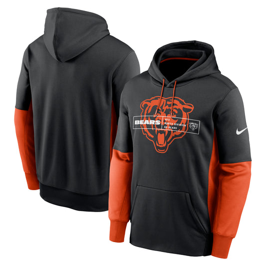 Men's Nike Black Chicago Bears Color Block Fleece Performance Pullover Hoodie