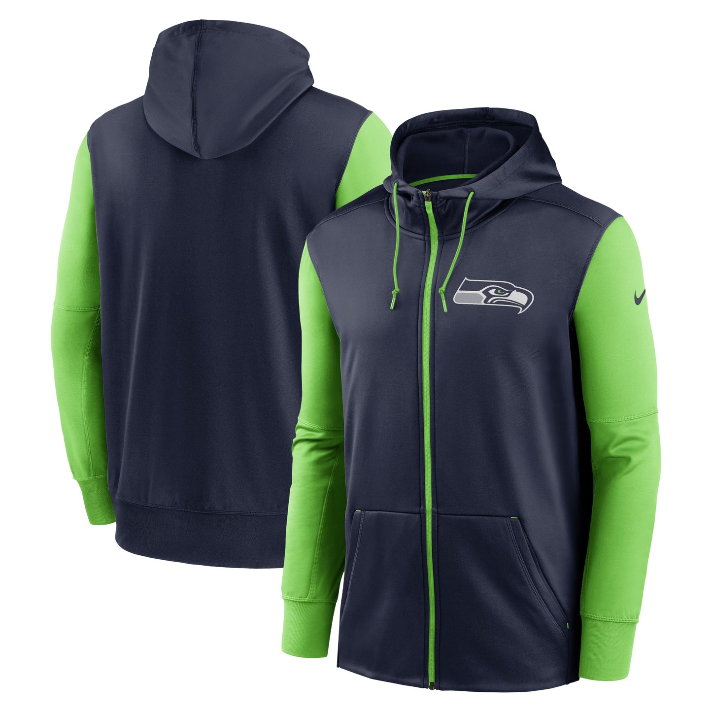 Men's Nike College Navy Seattle Seahawks Performance Full-Zip Hoodie