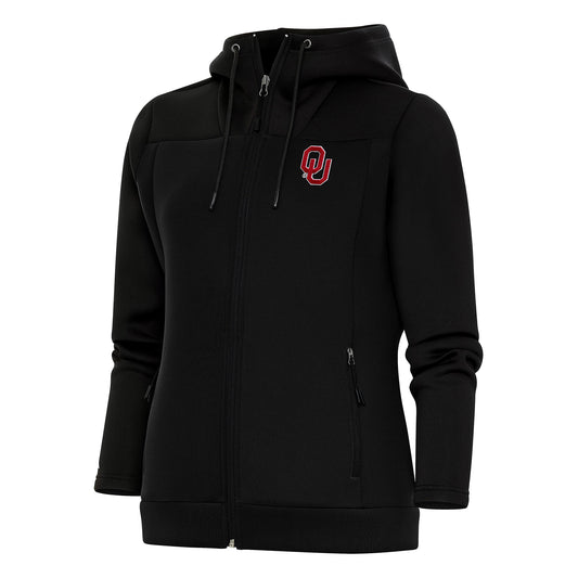 Women's Antigua Black Oklahoma Sooners Protect Full-Zip Jacket