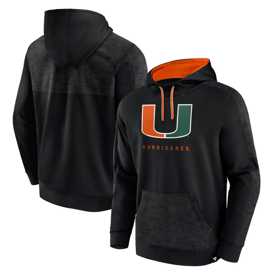 Men's Fanatics Black Miami Hurricanes Defender Pullover Hoodie