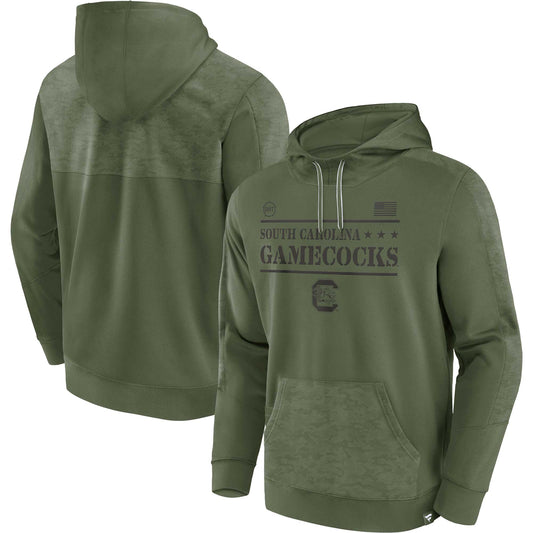 Men's Fanatics Olive South Carolina Gamecocks OHT Military Appreciation Stencil Pullover Hoodie