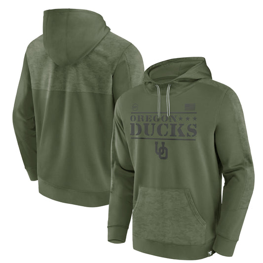 Men's Fanatics Olive Oregon Ducks OHT Military Appreciation Stencil Pullover Hoodie