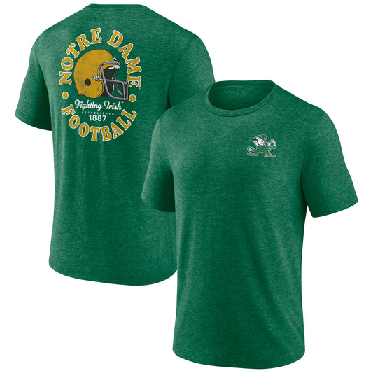 Men's Fanatics Heather Green Notre Dame Fighting Irish Old-School Bold Tri-Blend T-Shirt