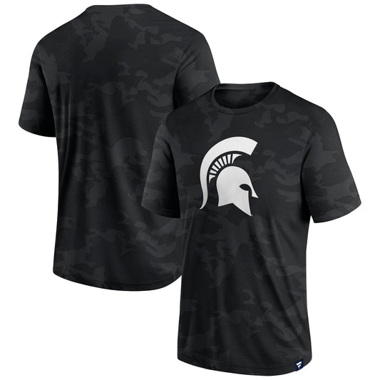 Men's Fanatics  Black Michigan State Spartans Camo Logo T-Shirt