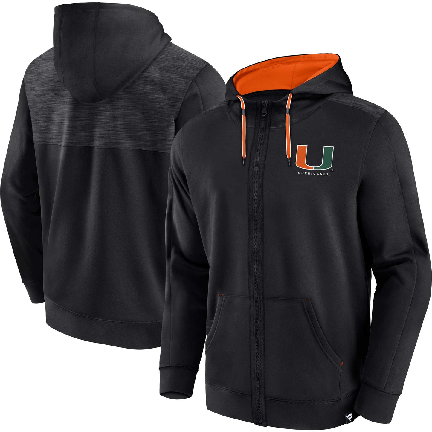 Men's Fanatics Black Miami Hurricanes Power Index Full-Zip Hoodie