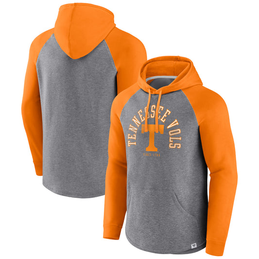 Men's Fanatics Tennessee Orange/Heather Gray Tennessee Volunteers Wrap Up Raglan Pullover Hoodie