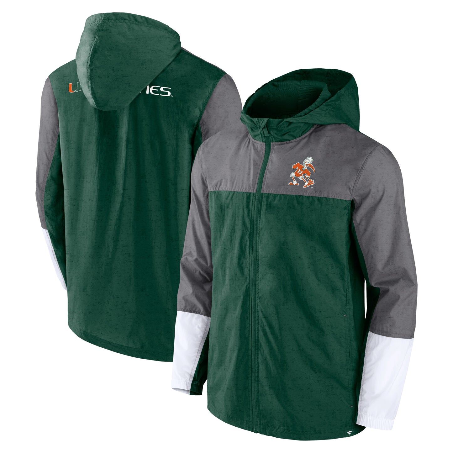 Men's Fanatics Green/Gray Miami Hurricanes Game Day Ready Full-Zip Jacket