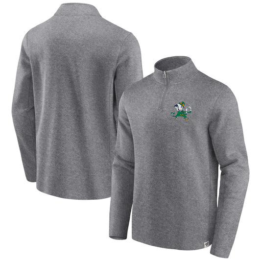 Men's Fanatics Heather Gray Notre Dame Fighting Irish Vintage Fleece Quarter-Zip Jacket