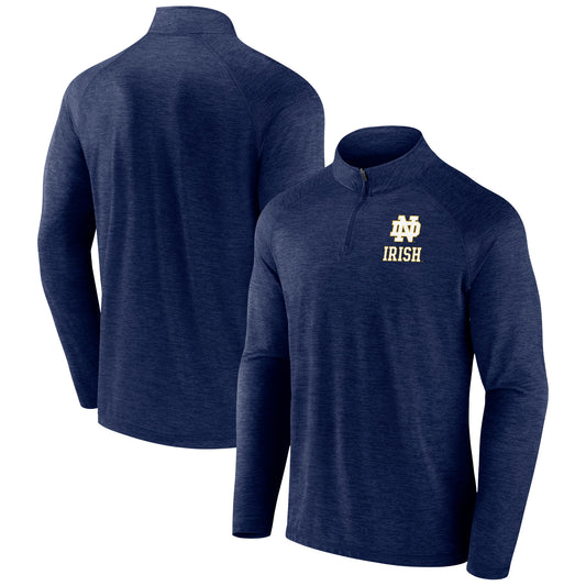 Men's Fanatics  Navy Notre Dame Fighting Irish Primary Logo Raglan Quarter-Zip Top