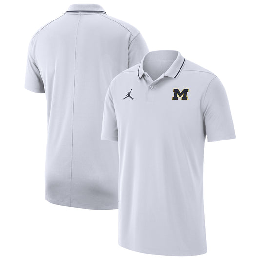 Men's Jordan Brand White Michigan Wolverines 2023 Coaches Performance Polo