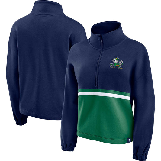 Women's Fanatics Navy Notre Dame Fighting Irish Fleece Half-Zip Jacket