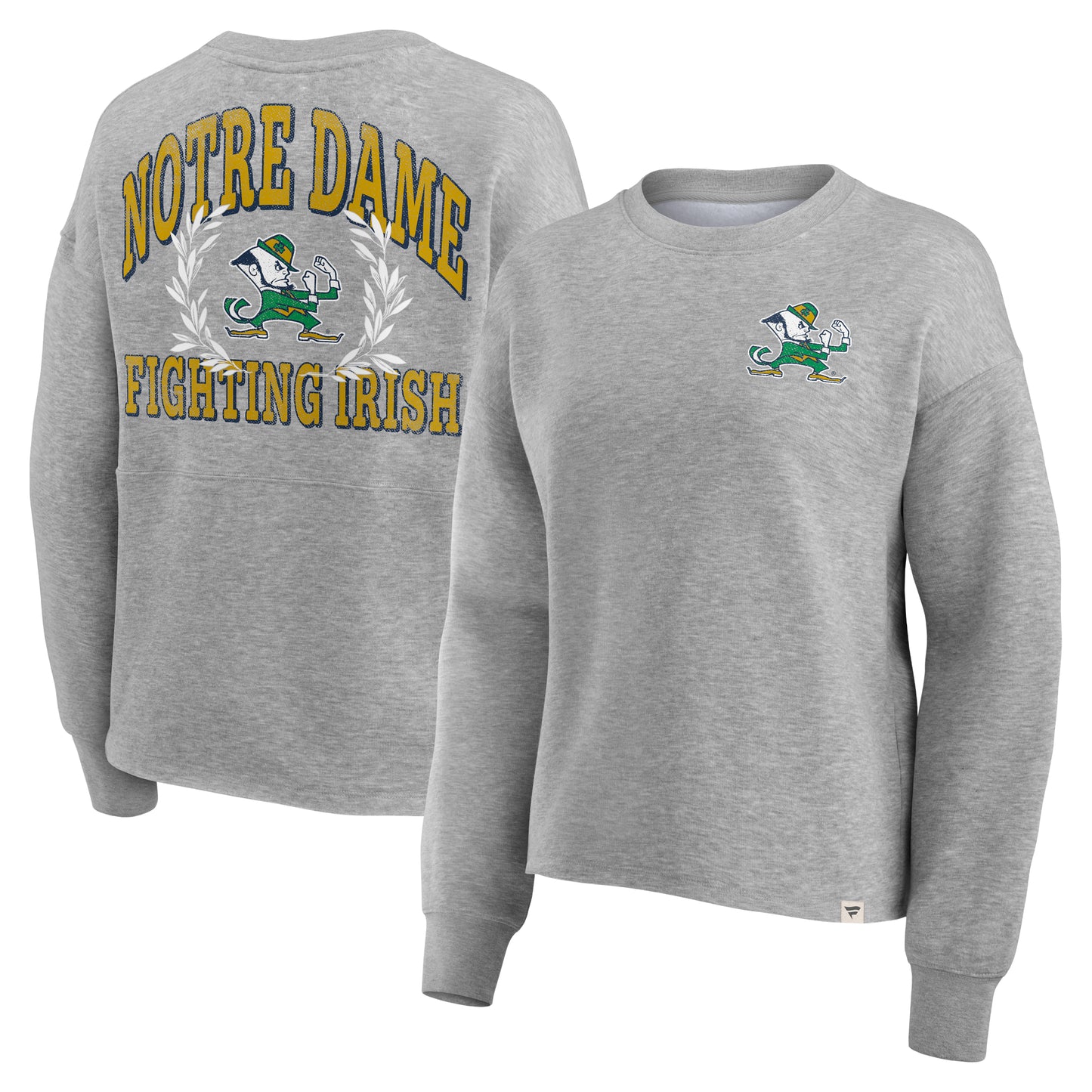 Women's Fanatics Heather Gray Notre Dame Fighting Irish Ready Play Crew Pullover Sweatshirt