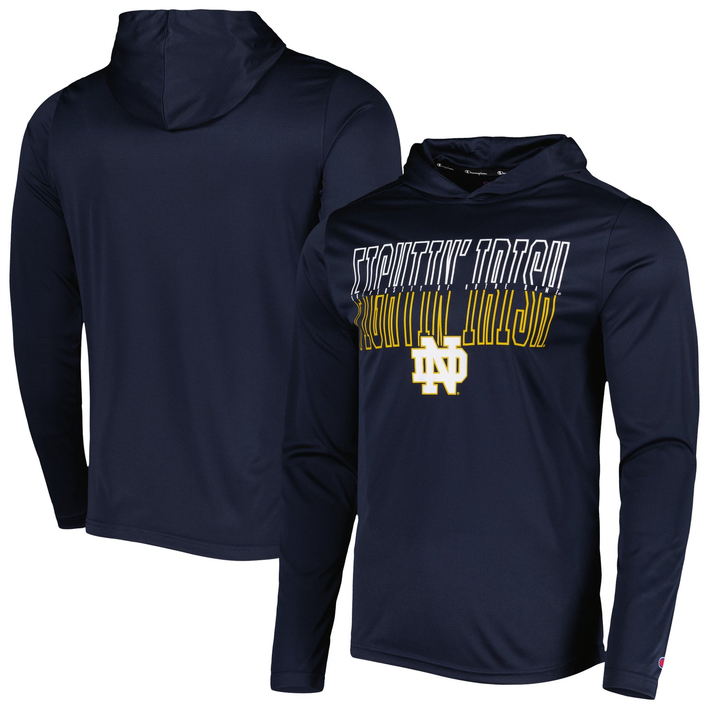 Men's Champion Navy Notre Dame Fighting Irish Impact Long Sleeve Hooded T-Shirt