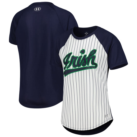 Women's Under Armour White Gameday Pinstripe Raglan T-Shirt