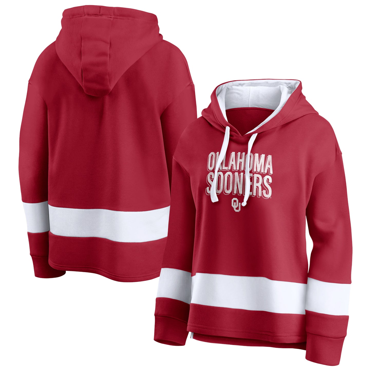 Women's Fanatics Crimson Oklahoma Sooners Faded Round Pullover Hoodie