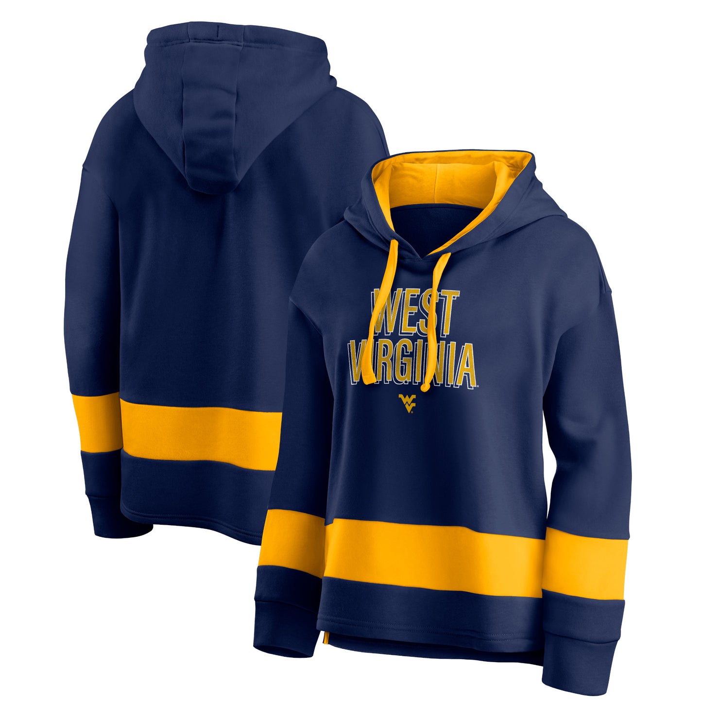 Women's Fanatics Navy West Virginia Mountaineers Faded Round Pullover Hoodie