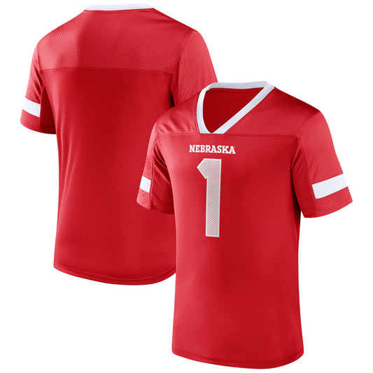 Men's Fanatics Scarlet Nebraska Huskers #1 Kickoff Winner Replica Jersey